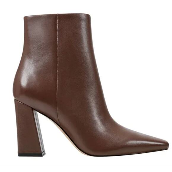 Marc Fisher Yanara Boots 7.5 Brown Leather NWOT Ankle Zip Heel Mid Calf Dress - Picture 1 of 9